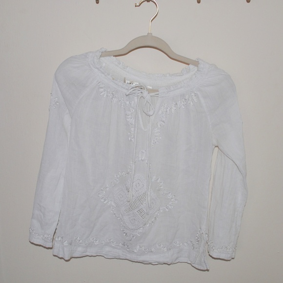 Max Studio Tops - Max Studio White Embroidery Long Sleeve Top